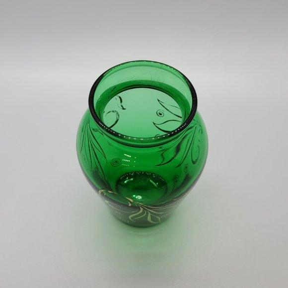 Unbranded Accents Vintage Green Glass Vase Gold Overlay Small